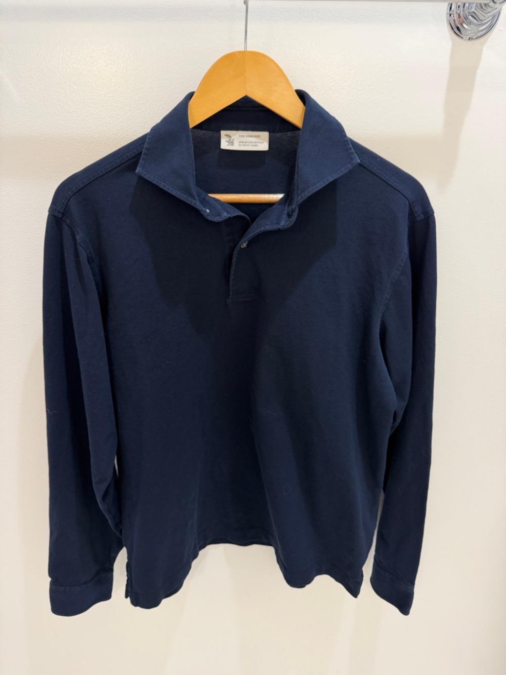 The Armoury Spread Collar Navy Long-Sleeve Polo Shirt